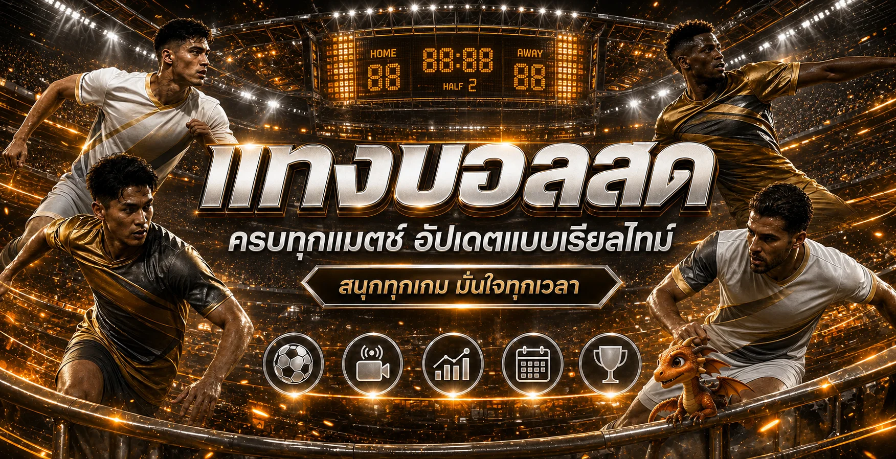 แบนเนอร์ผลบอลสดพร้อมสนามและมังกรสำหรับ masterking888
